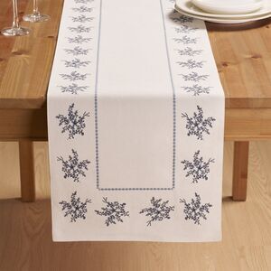Floral Cotton Reversible Table Runner Blue and White 4 x 90-inch My Texas House